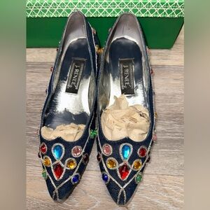 J. Renee Mix Colors Gems Flat Heels Size 6M Almond Toe W/ box Couture Collection